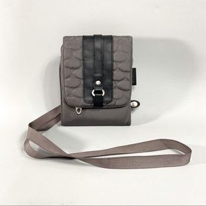 Mosey Easy Flapper Brown Crossbody Bag Purse Wallet Leather Trim